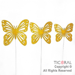 CAKE TOPPER MARIPOSA GIBRE ORO CON PINCHE X 10 UNIDADES